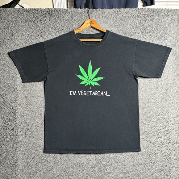 Vintage Y2K Weed Shirt Mens Large Cannabis Funny Vegetarian Humor - Picture 2 of 9
